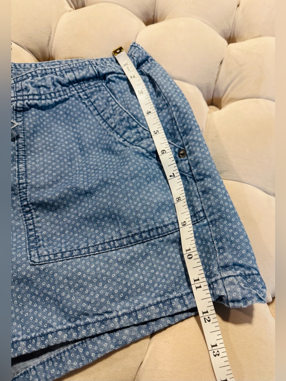 Gap Chambray Print Drawstring Pull-On Shorts Women’s Size 10 Blue - Picture 4 of 5